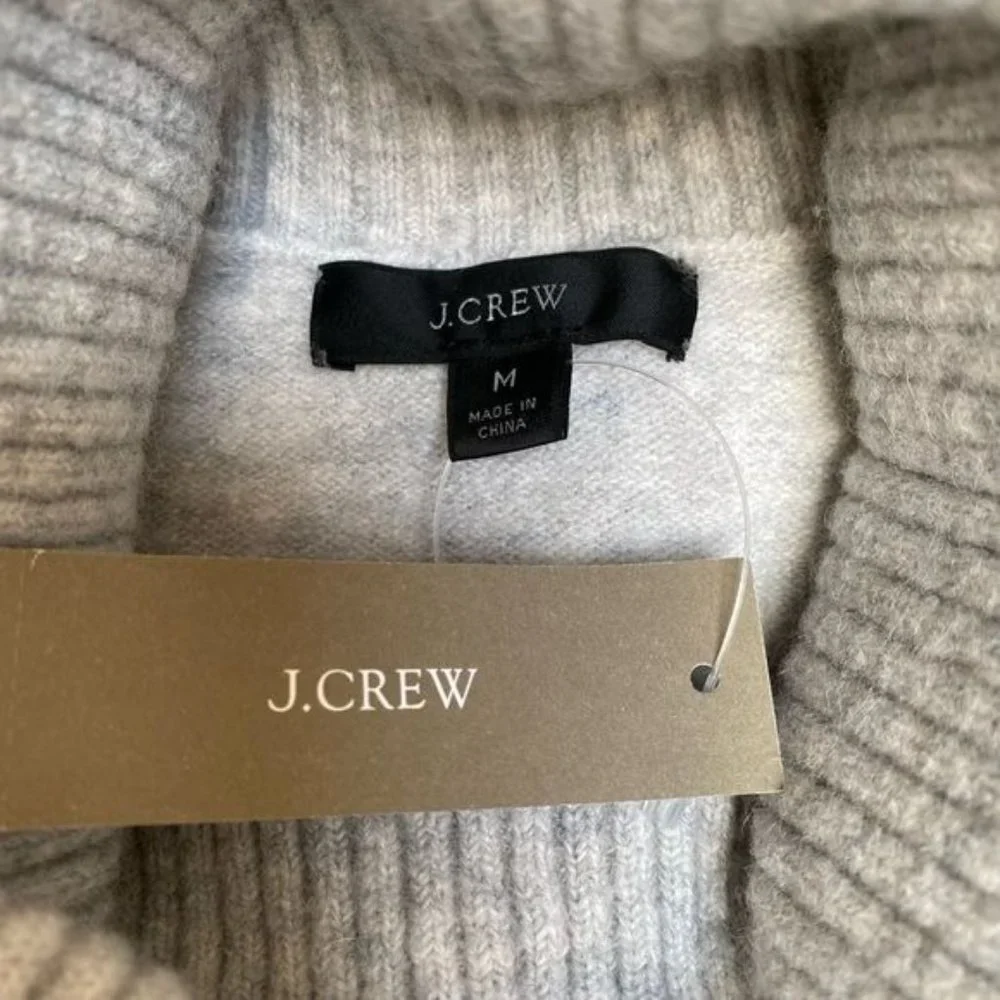 J. Crew Striped Turtleneck Sweater Supersoft Yarn Heather Silver Mint NWT